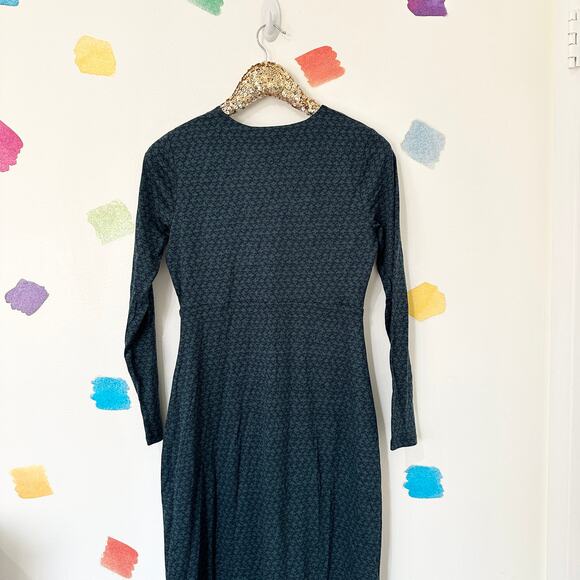 US 6P Boden Turquoise Print Long Sleeve Midi Dress NWT - Picture 3 of 6